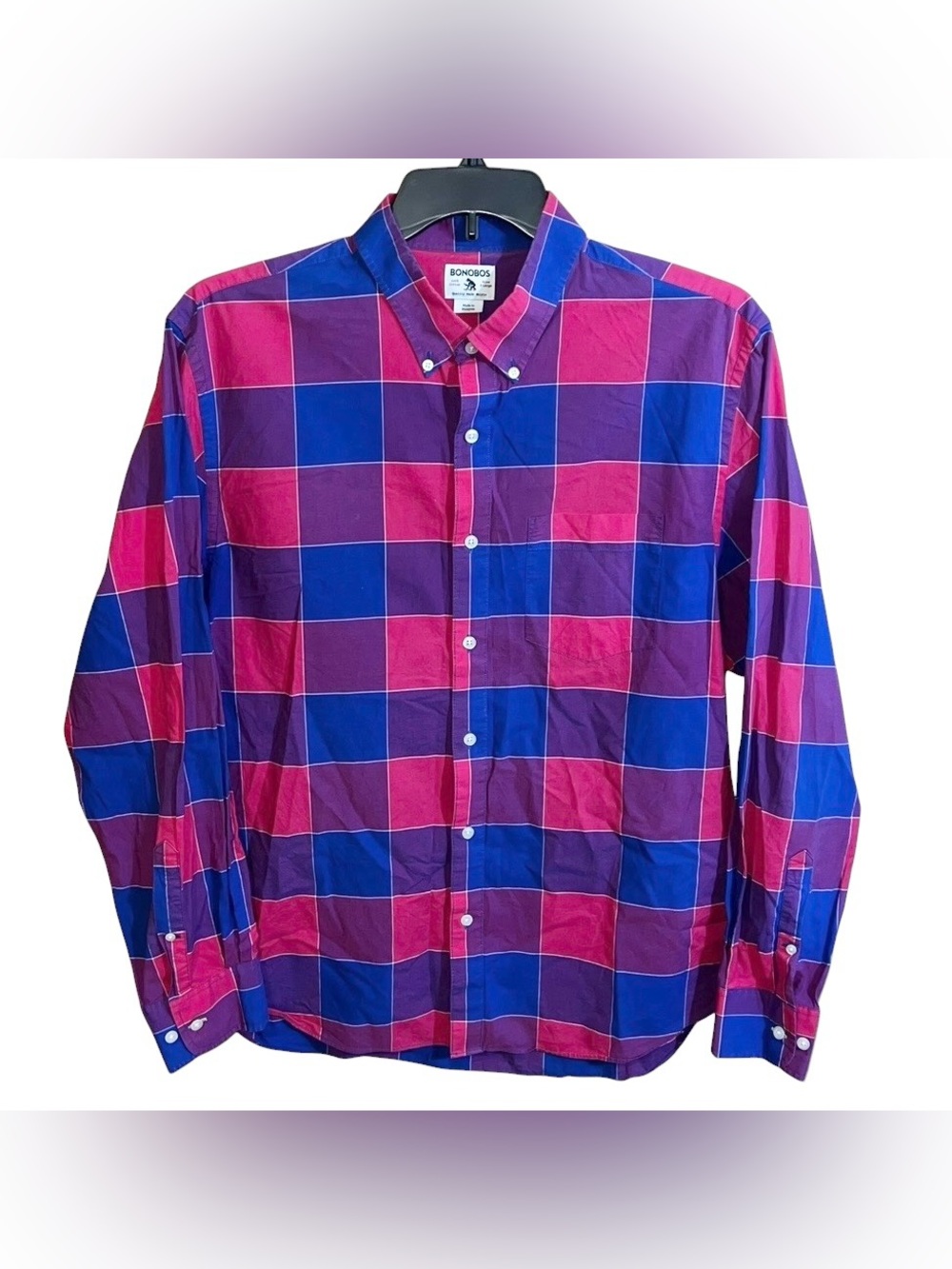 Bonobos Long Sleeve Button Front Shirt Men’s XL Pink Blue Purple